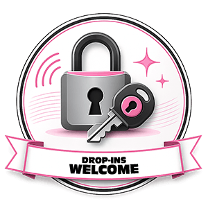 drop ins welcome badge